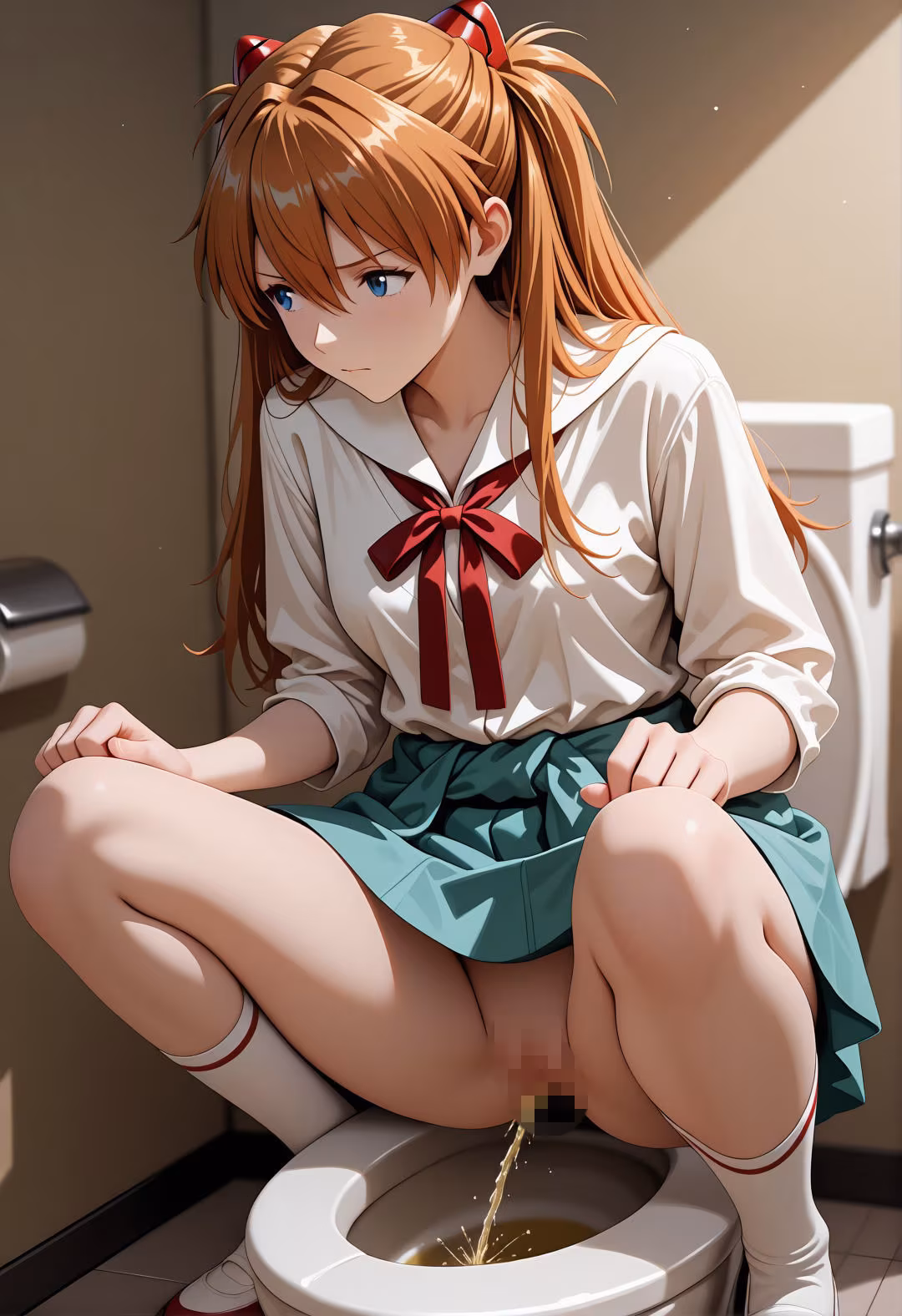 エヴ◯ンゲリオンア◯カ催●学校プール露出凌●パロディ 制服脱衣と水着野外セックス満載CG集