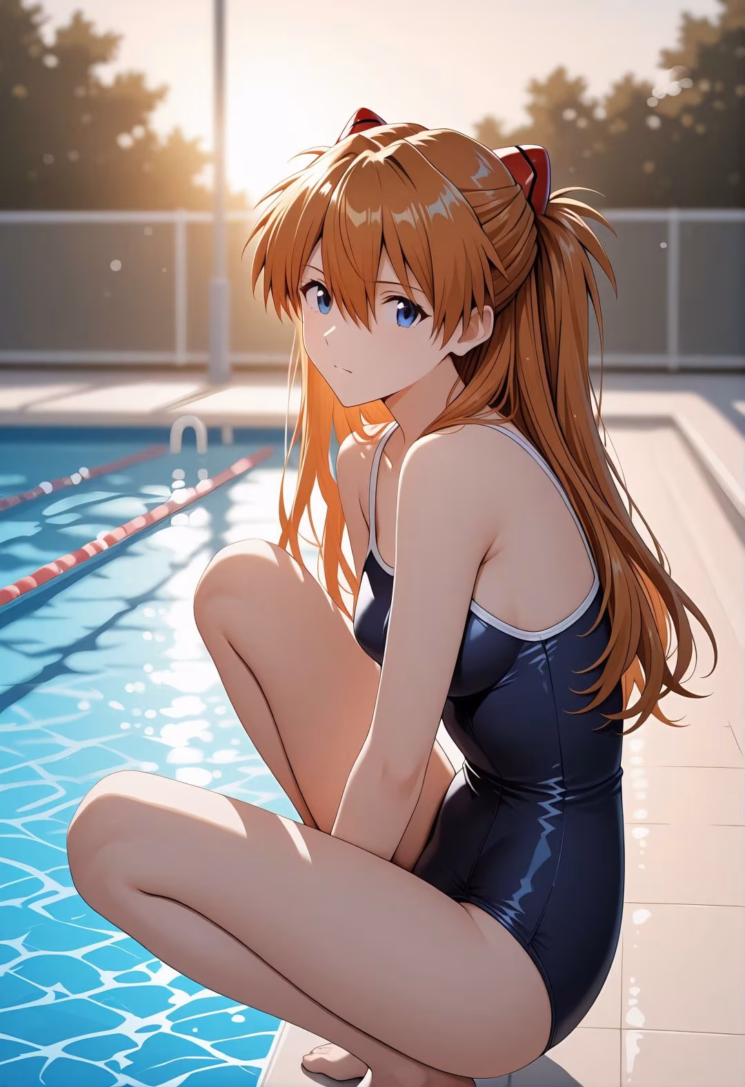 エヴ◯ンゲリオンア◯カ催●学校プール露出凌●パロディ 制服脱衣と水着野外セックス満載CG集