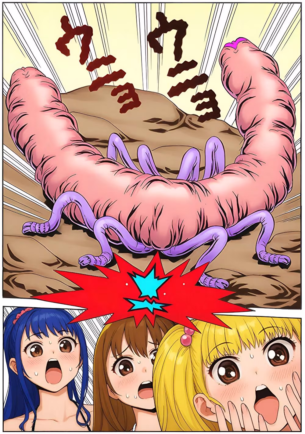 海辺のホラー -キモイ蟲が口の中に！-