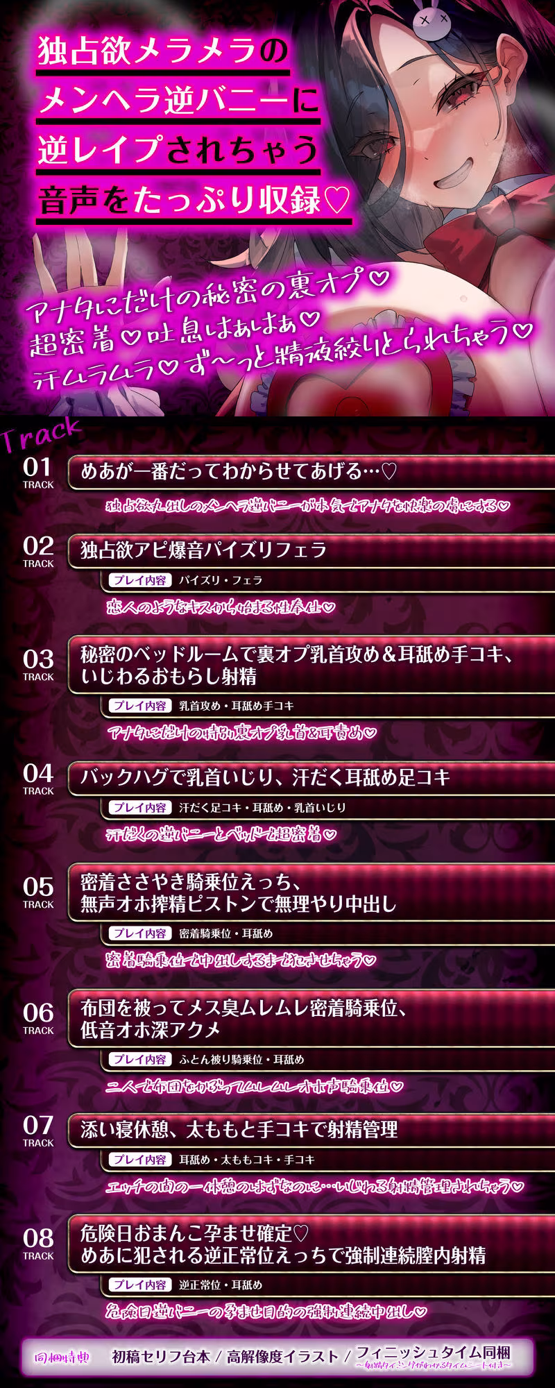 【女性優位】メンヘラ逆バニーの汗だく逆レ●プ【無声オホ】〜汗と吐息が混じる肉欲しか考えられないムレムレ密着交尾〜