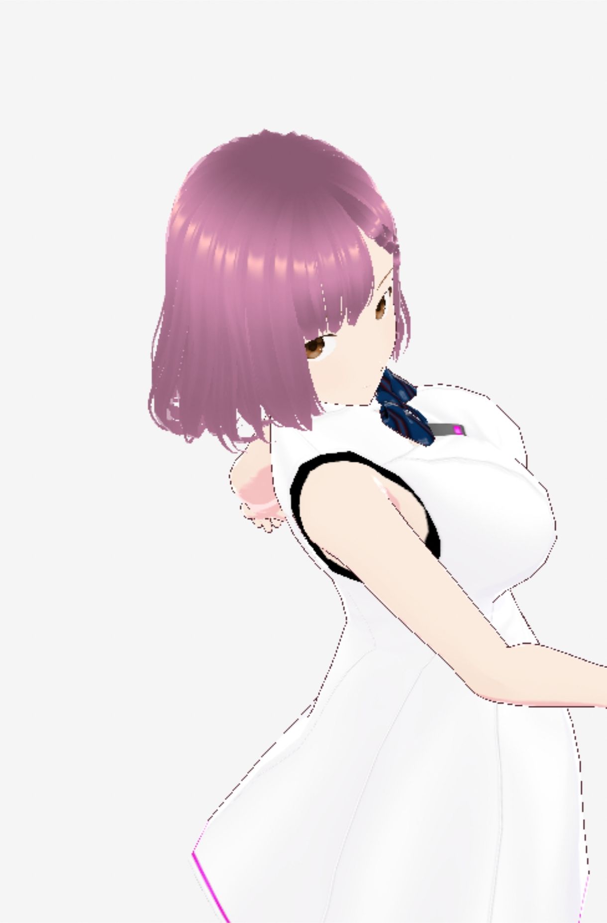 白いワンピース姿に薄いパープルヘアのお姉さん（セリフなし  3DCGモデル  イラスト集）