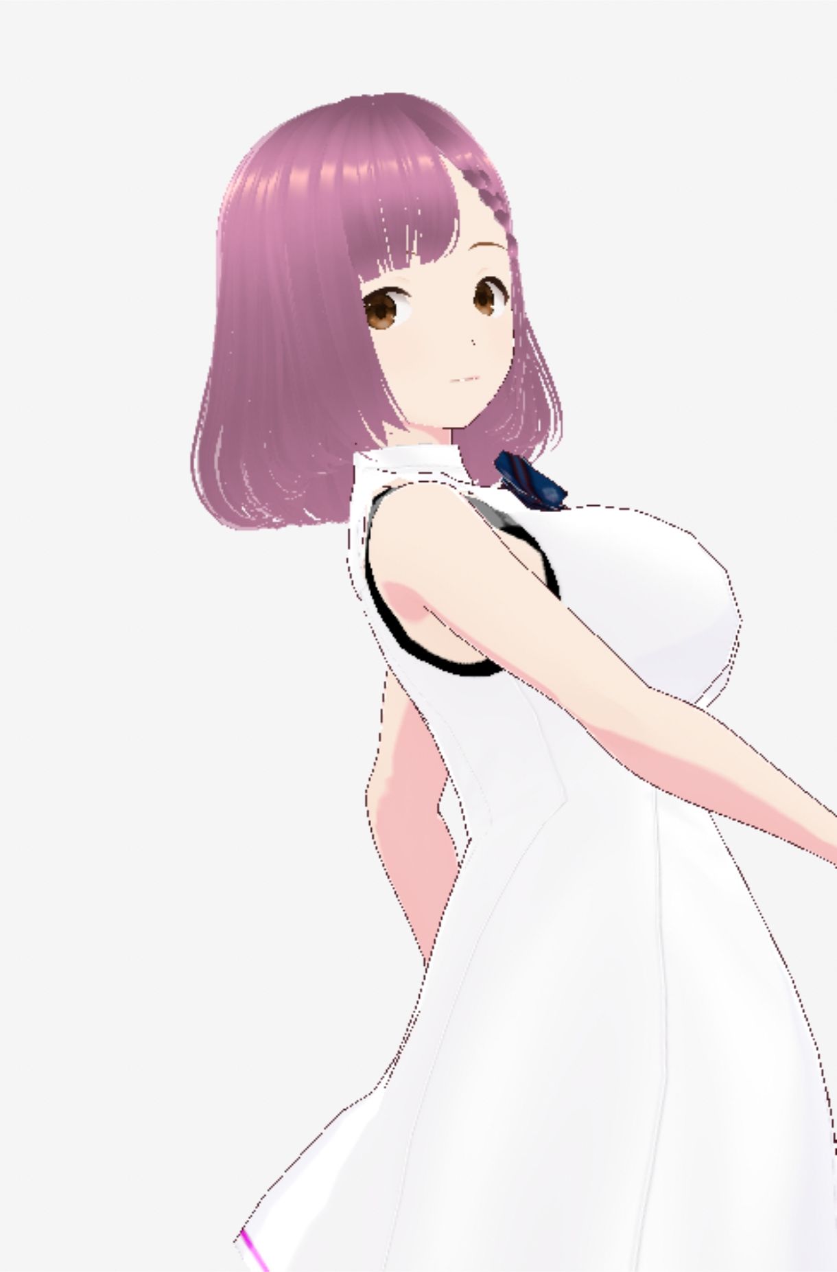 白いワンピース姿に薄いパープルヘアのお姉さん（セリフなし  3DCGモデル  イラスト集）