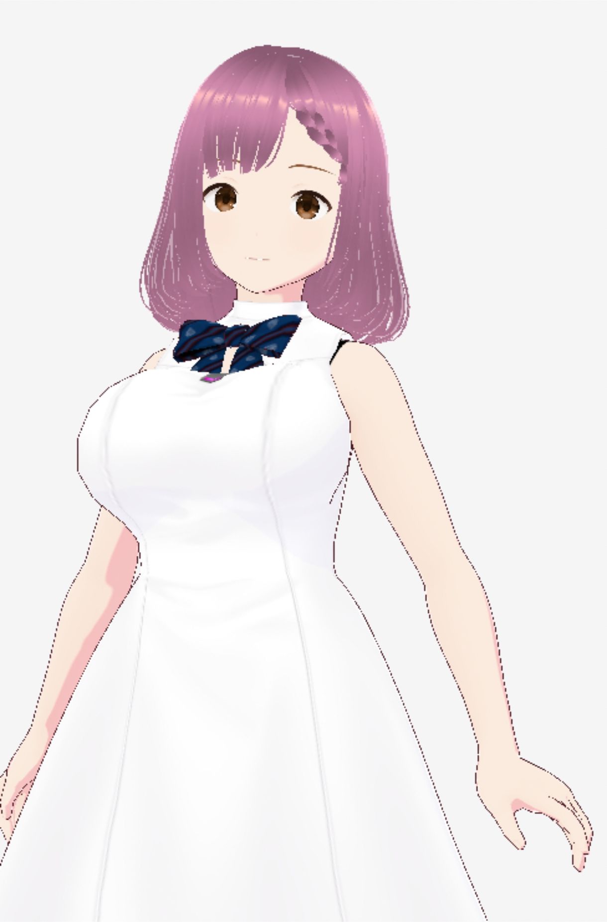白いワンピース姿に薄いパープルヘアのお姉さん（セリフなし  3DCGモデル  イラスト集）