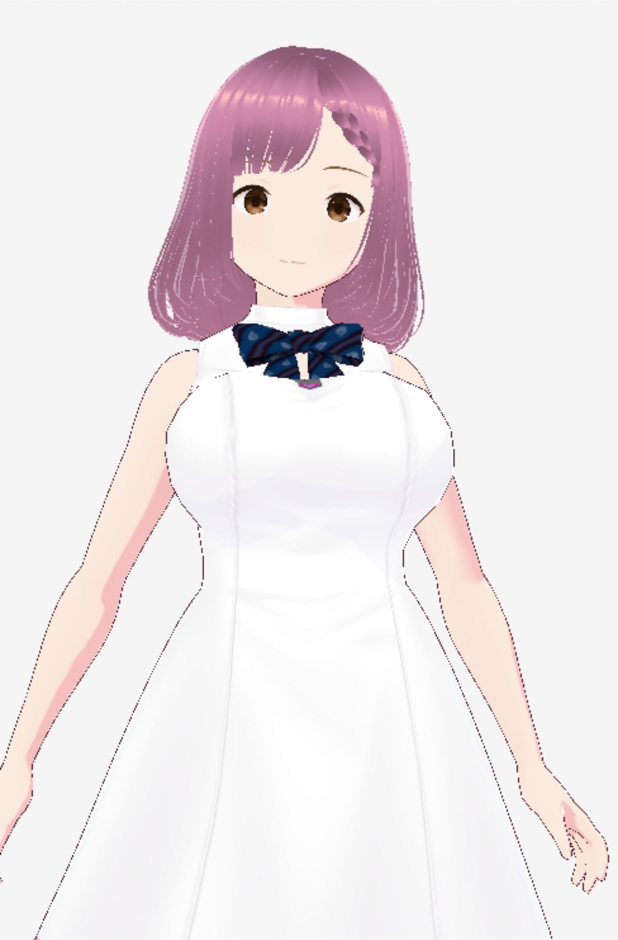 白いワンピース姿に薄いパープルヘアのお姉さん（セリフなし  3DCGモデル  イラスト集）