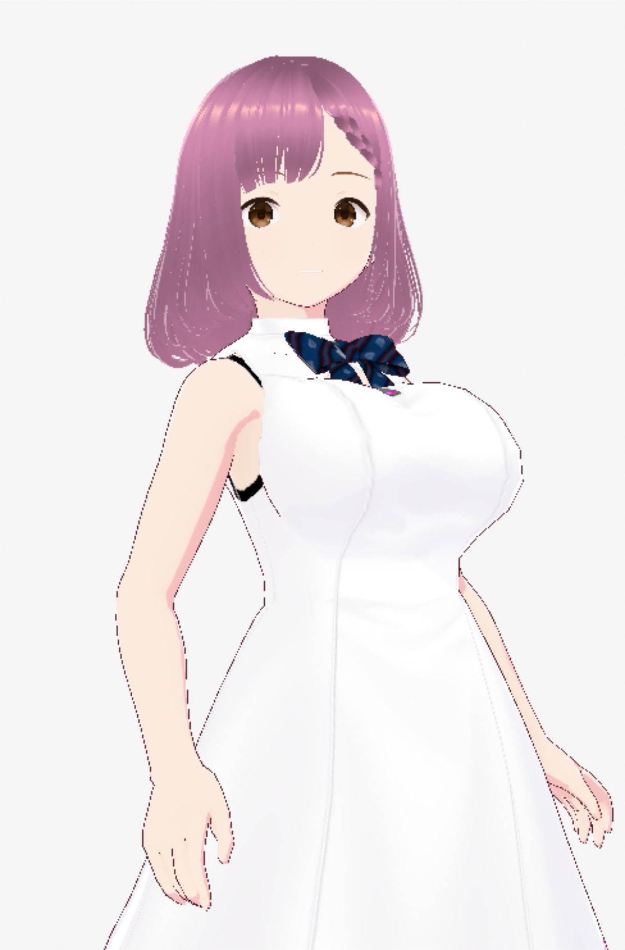 白いワンピース姿に薄いパープルヘアのお姉さん（セリフなし  3DCGモデル  イラスト集）