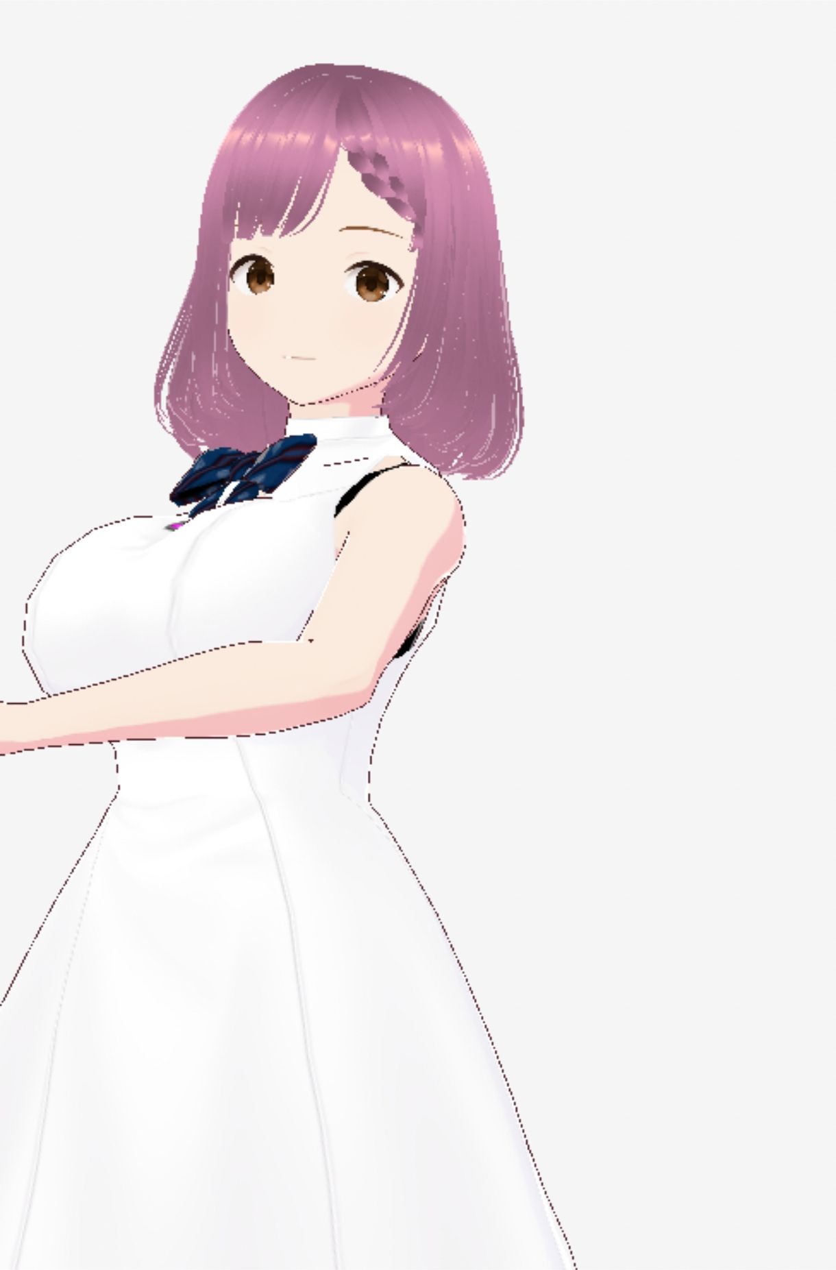 白いワンピース姿に薄いパープルヘアのお姉さん（セリフなし  3DCGモデル  イラスト集）
