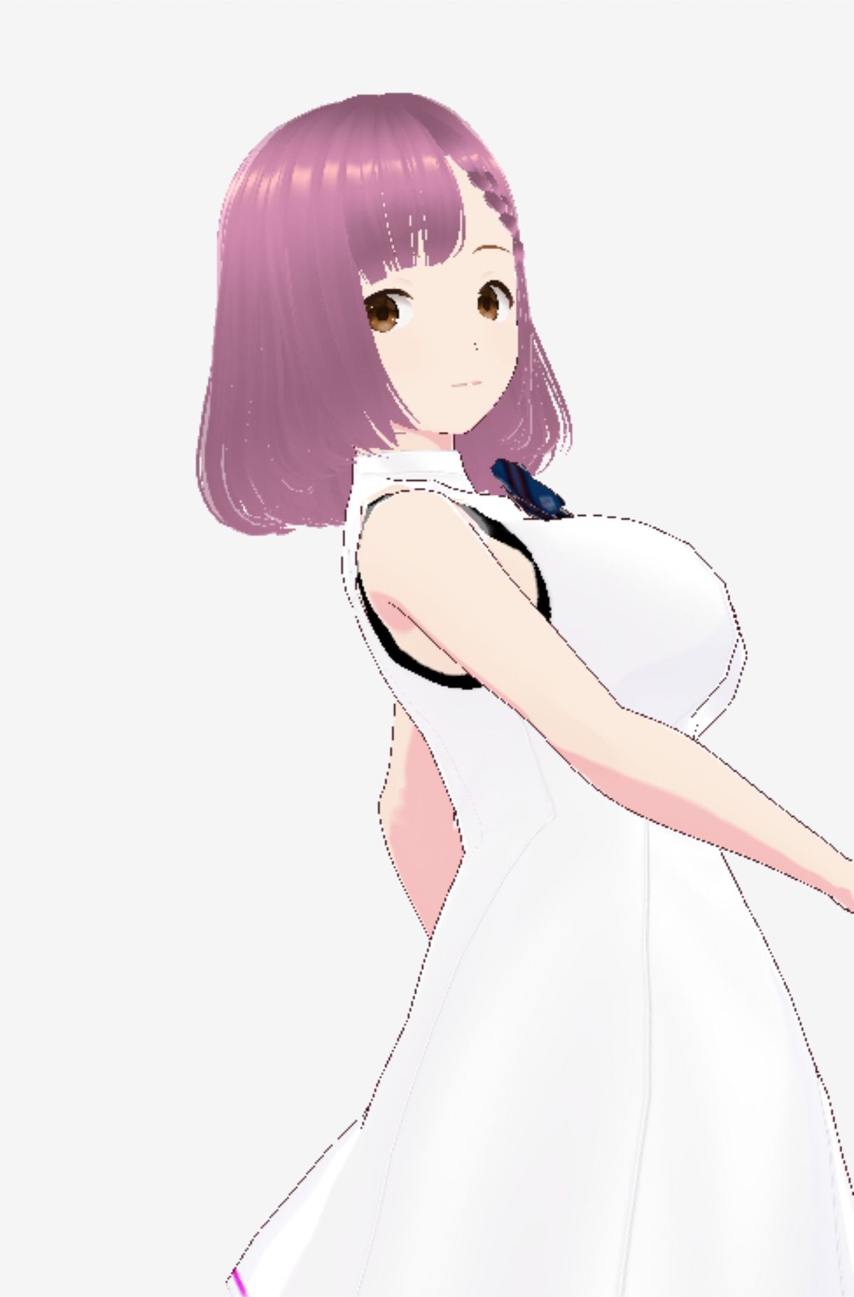 白いワンピース姿に薄いパープルヘアのお姉さん（セリフなし  3DCGモデル  イラスト集）