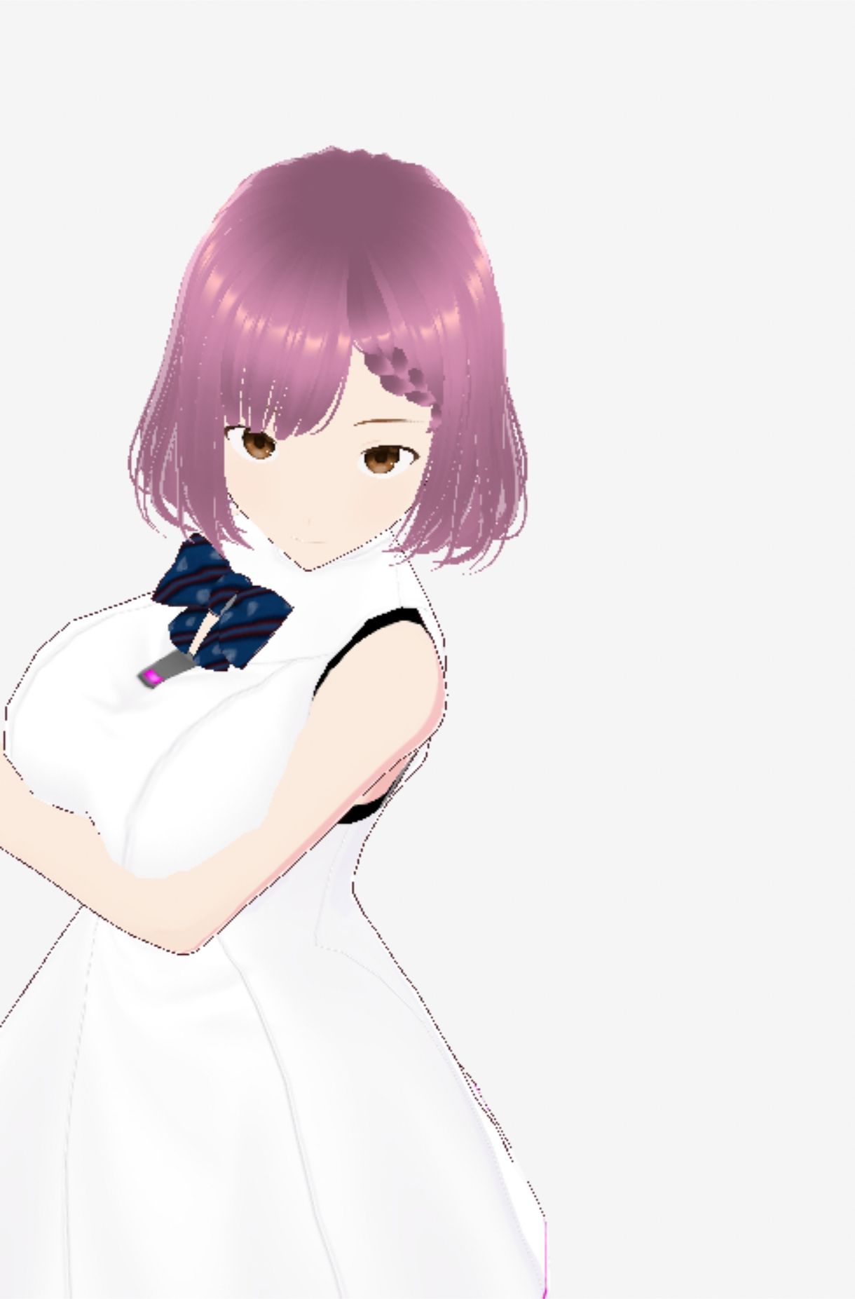 白いワンピース姿に薄いパープルヘアのお姉さん（セリフなし  3DCGモデル  イラスト集）