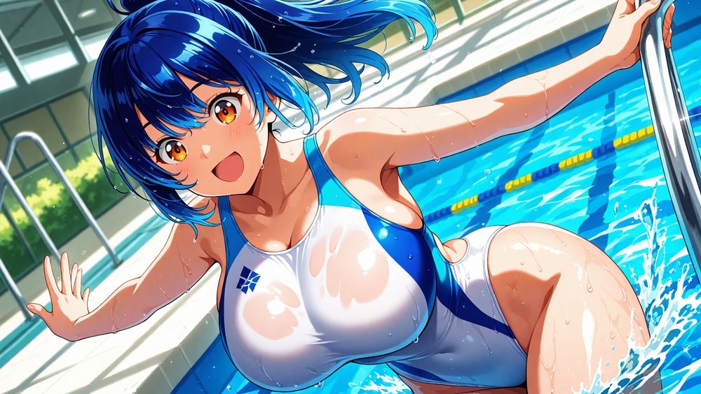 白競泳水着の爆乳姉妹が顧問と秘密のレッスン【400枚】【4K】