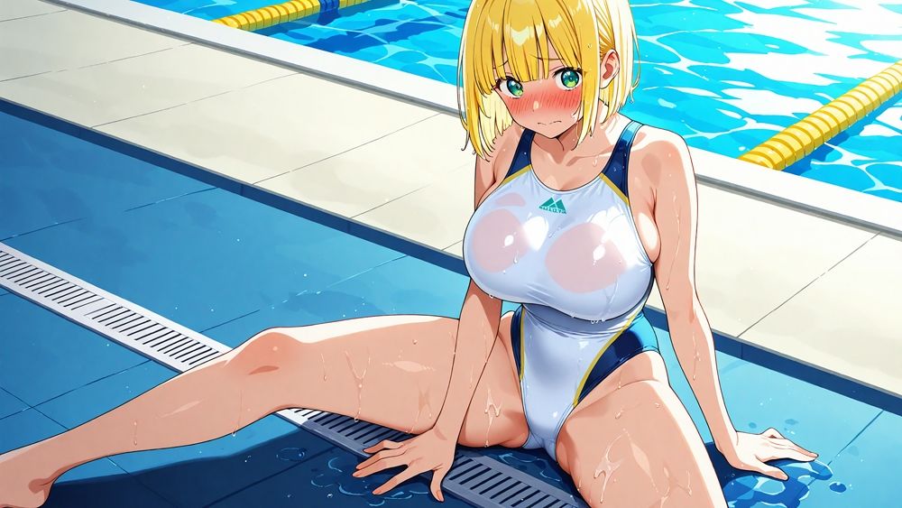 白競泳水着の爆乳姉妹が顧問と秘密のレッスン【400枚】【4K】