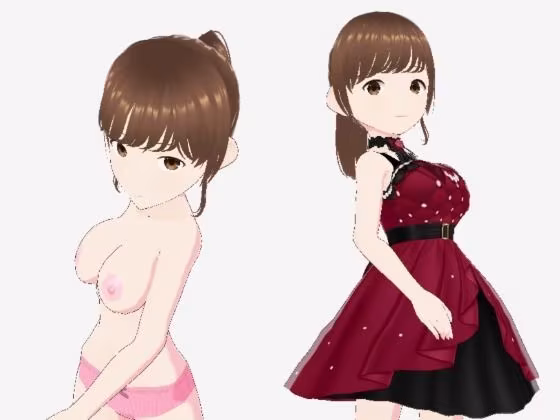 赤いドレスの巨乳のお姉さん（セリフなし  3DCGモデル  イラスト集）