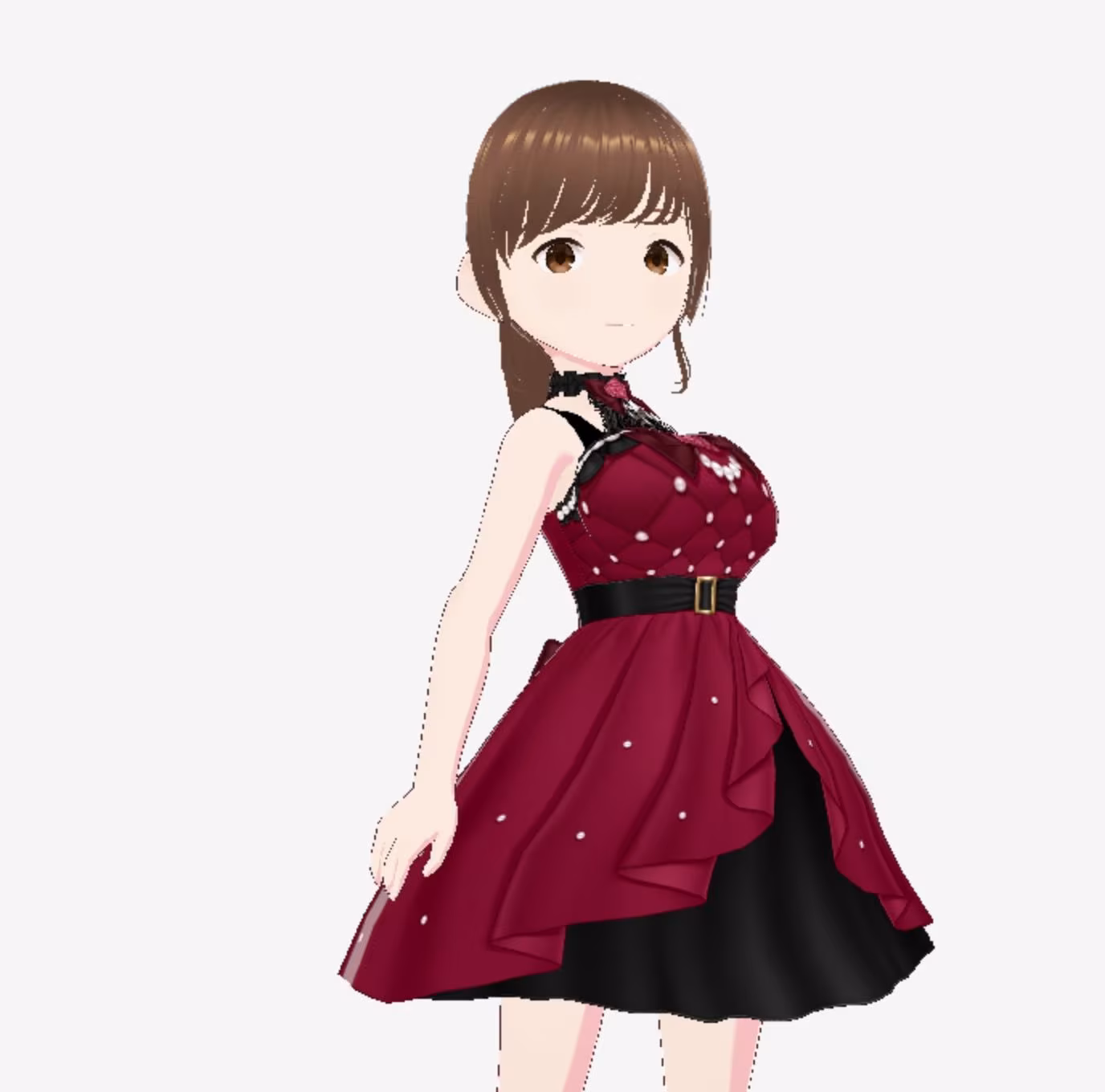 赤いドレスの巨乳のお姉さん（セリフなし  3DCGモデル  イラスト集）