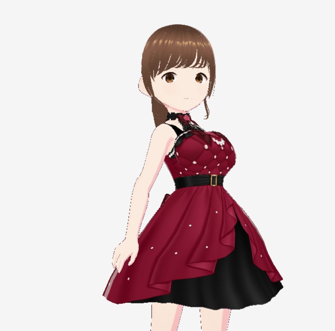 赤いドレスの巨乳のお姉さん（セリフなし  3DCGモデル  イラスト集）