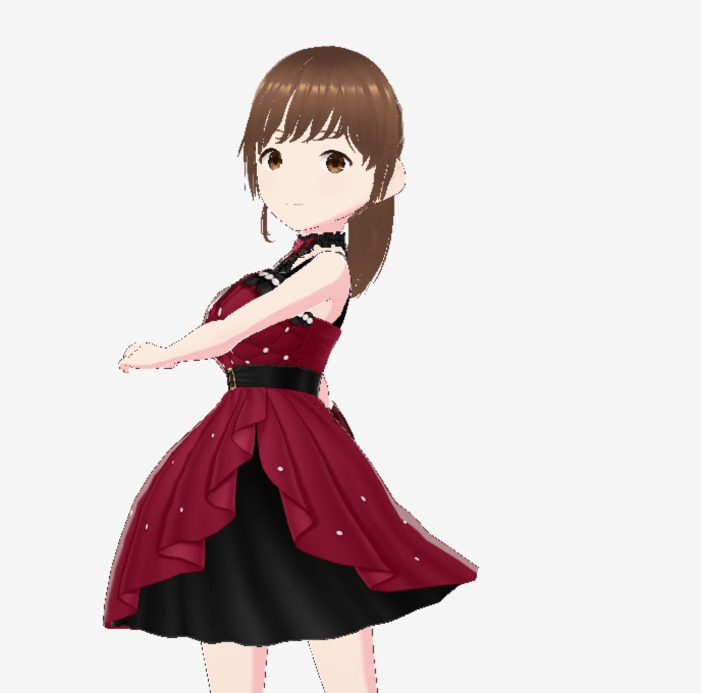 赤いドレスの巨乳のお姉さん（セリフなし  3DCGモデル  イラスト集）