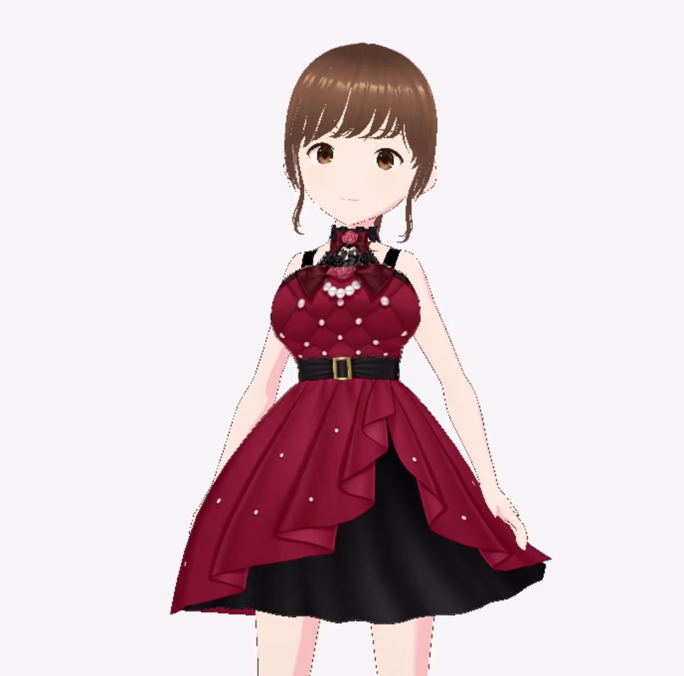 赤いドレスの巨乳のお姉さん（セリフなし  3DCGモデル  イラスト集）