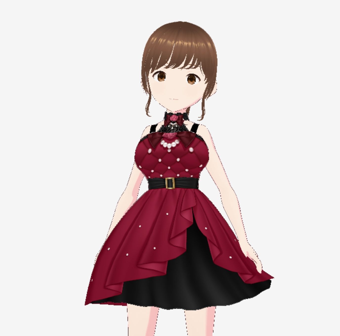 赤いドレスの巨乳のお姉さん（セリフなし  3DCGモデル  イラスト集）