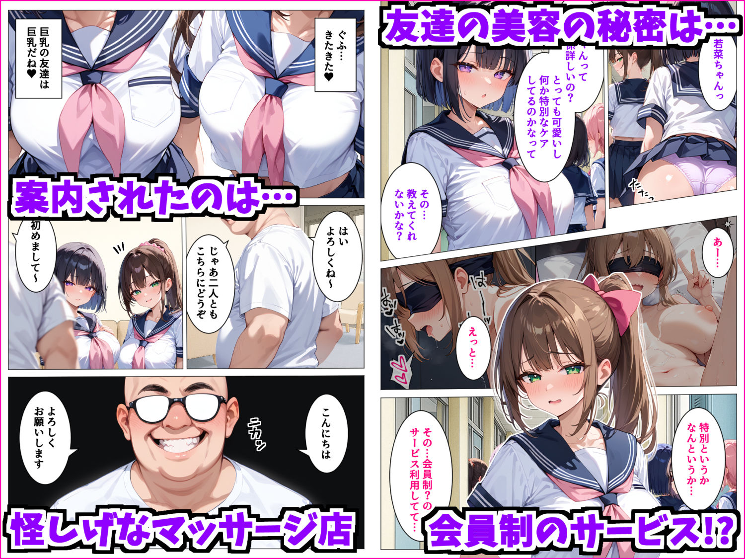 インチキマッサージ師とデカパイJKちゃんたち