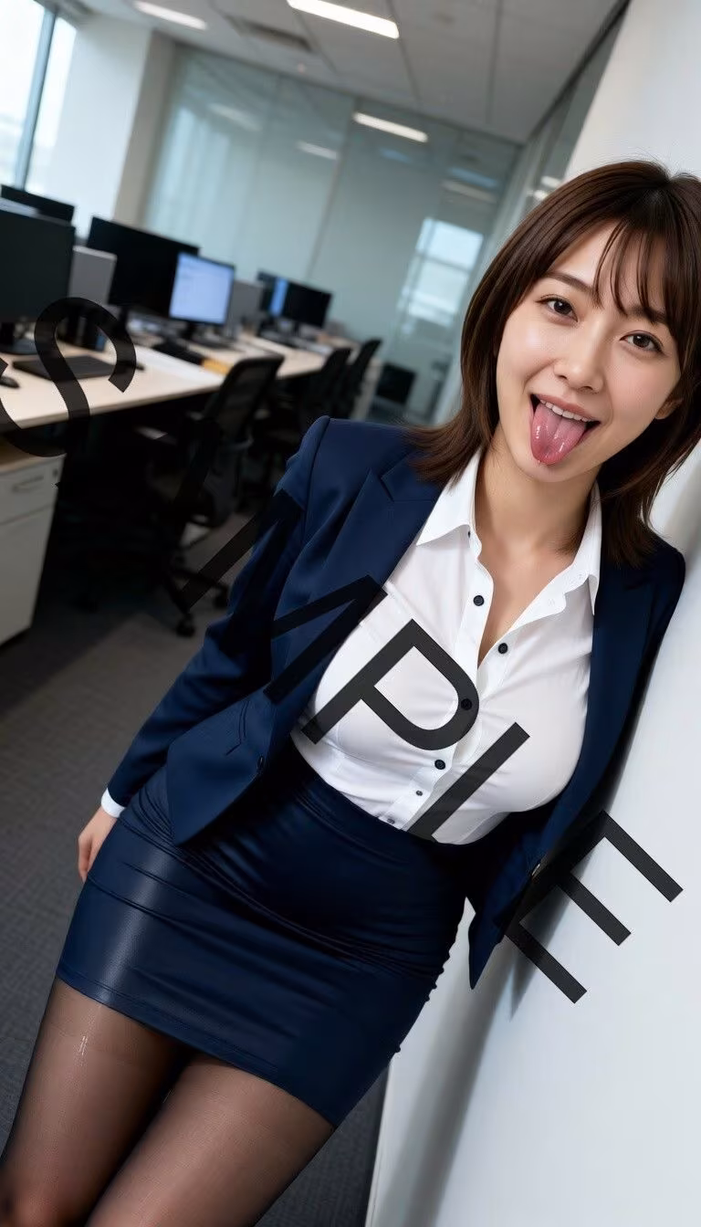 【実写系AI】美人上司のベロ出しエッチ【舌フェチ】