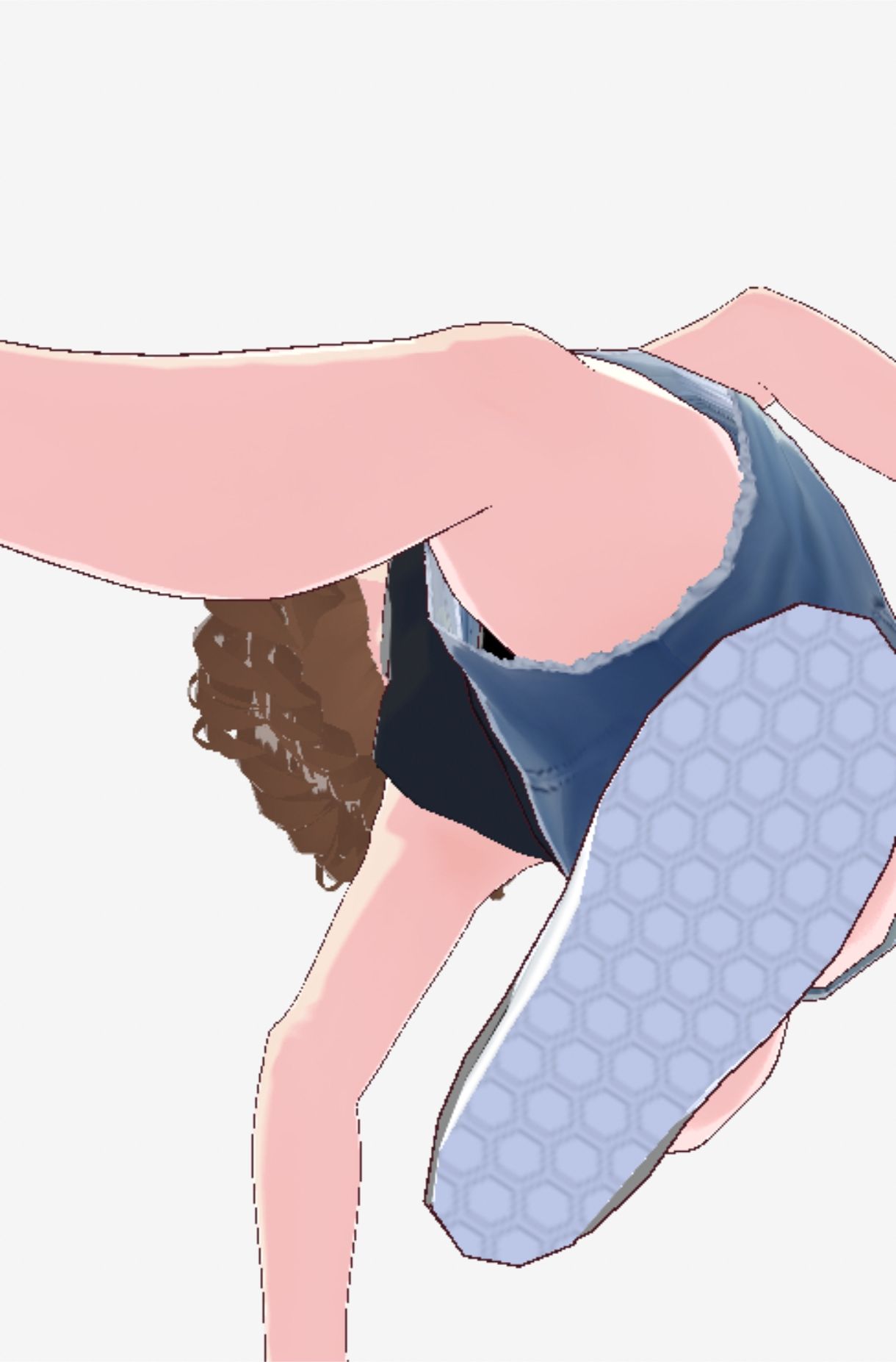 黒いノースリーブにデニムのショートパンツのお姉さん（セリフなし  3DCGモデル  イラスト集）