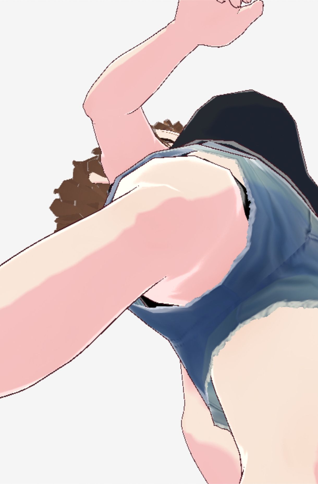 黒いノースリーブにデニムのショートパンツのお姉さん（セリフなし  3DCGモデル  イラスト集）