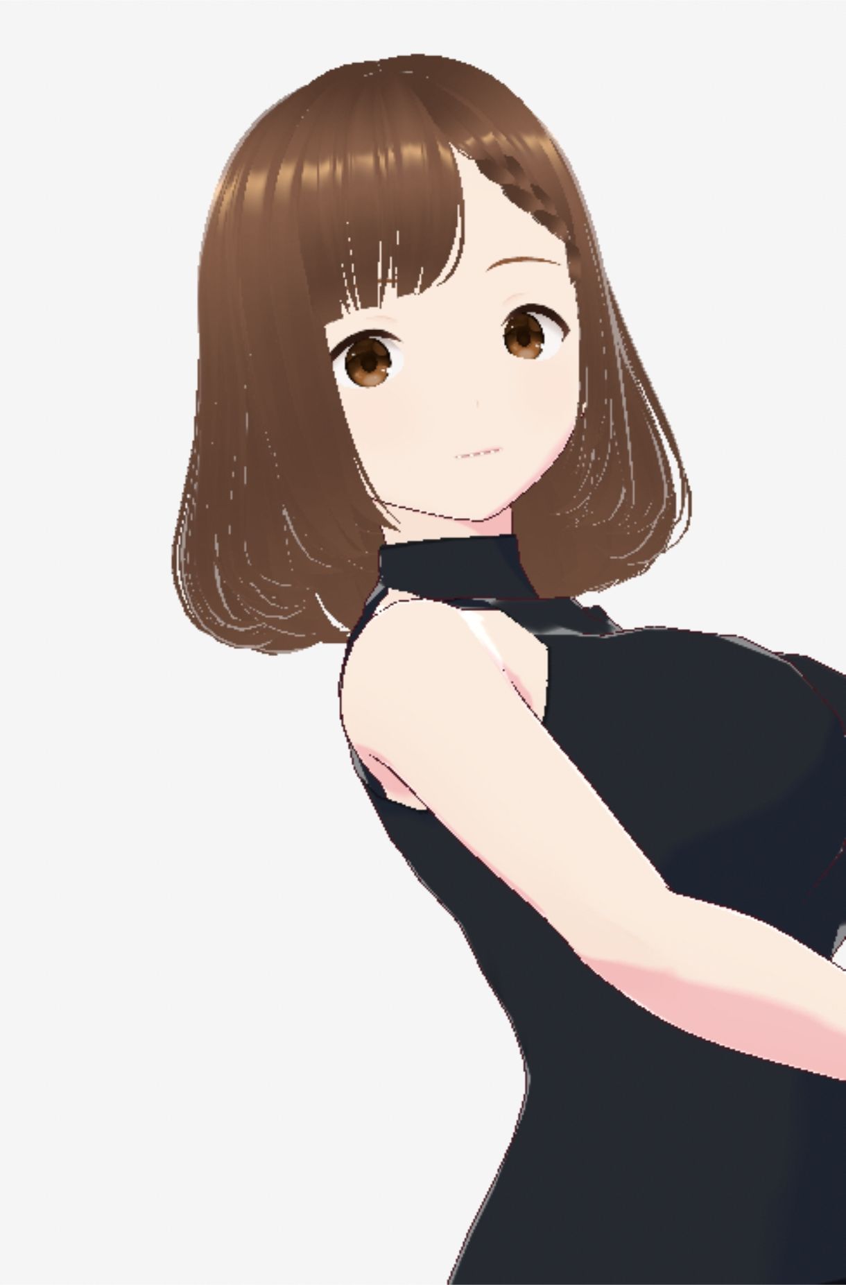 黒いノースリーブにデニムのショートパンツのお姉さん（セリフなし  3DCGモデル  イラスト集）