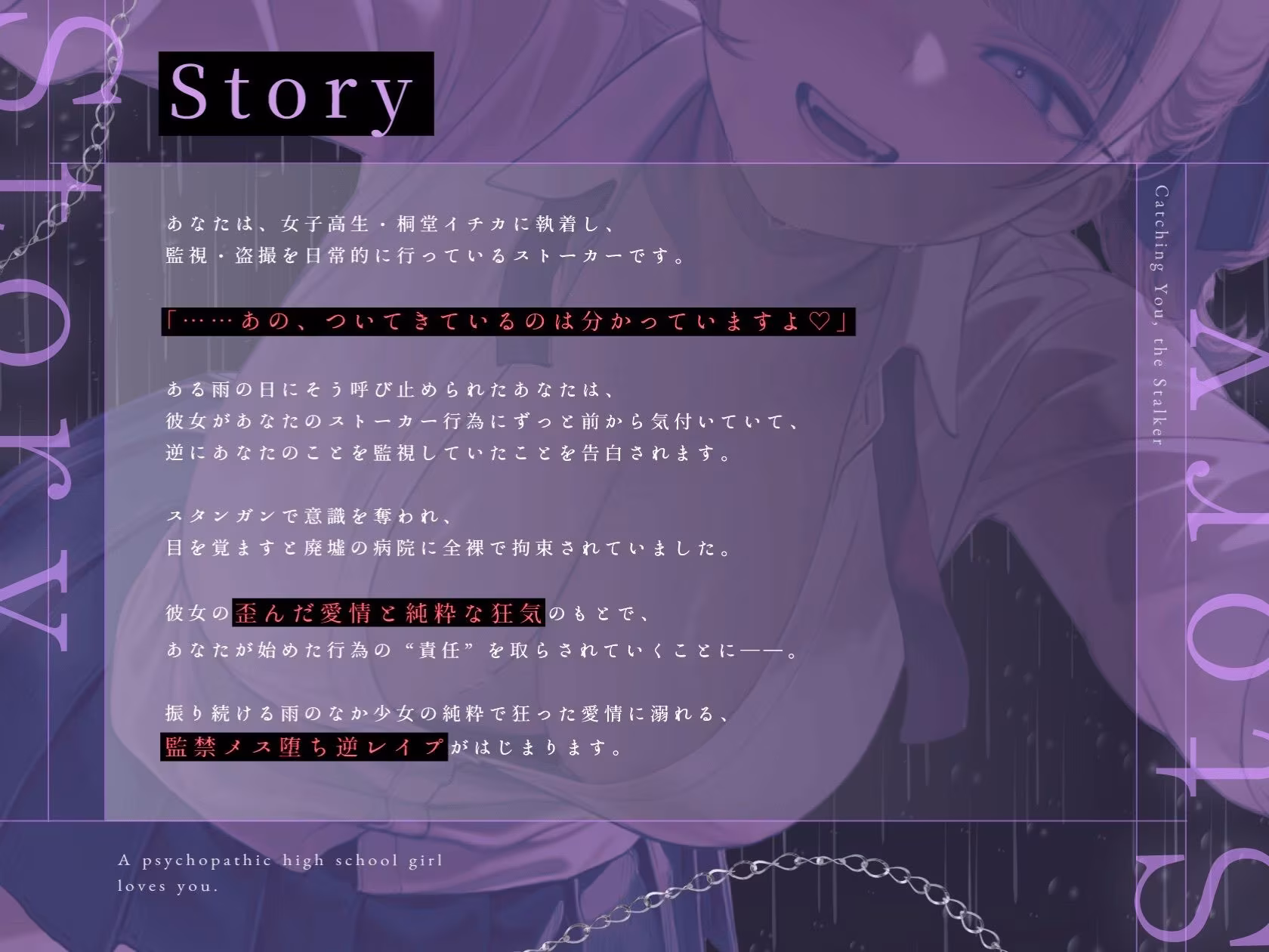 【ドM向け】逆監禁 〜サイコパス女子校生による拘束メス堕ち逆レ●プ（はーと）〜