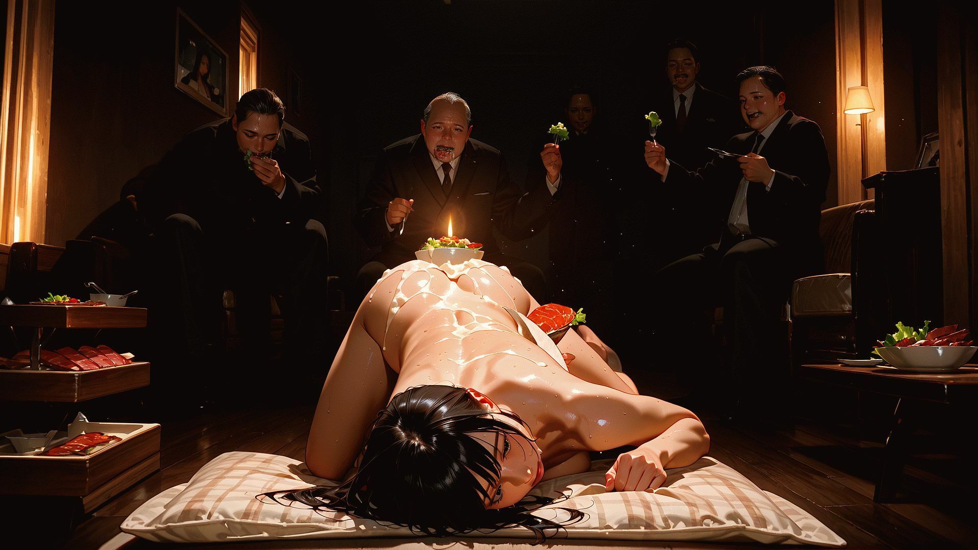 堕楽の饗宴 ― 酒池肉林の女体盛り、背徳の供物