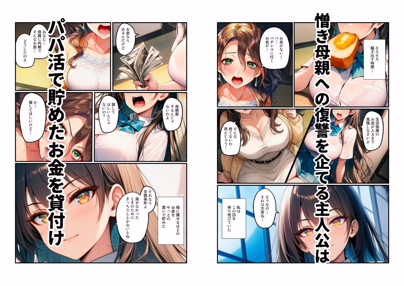 パチンカスのシンママ（熟女）をパパ活している娘（JK）が完全飼育する話