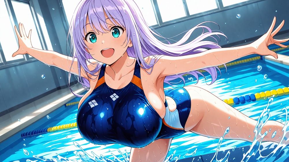 爆乳紫髪茶髪スイマーが顧問と秘密の孕ませ特訓【4K】【400枚収録】