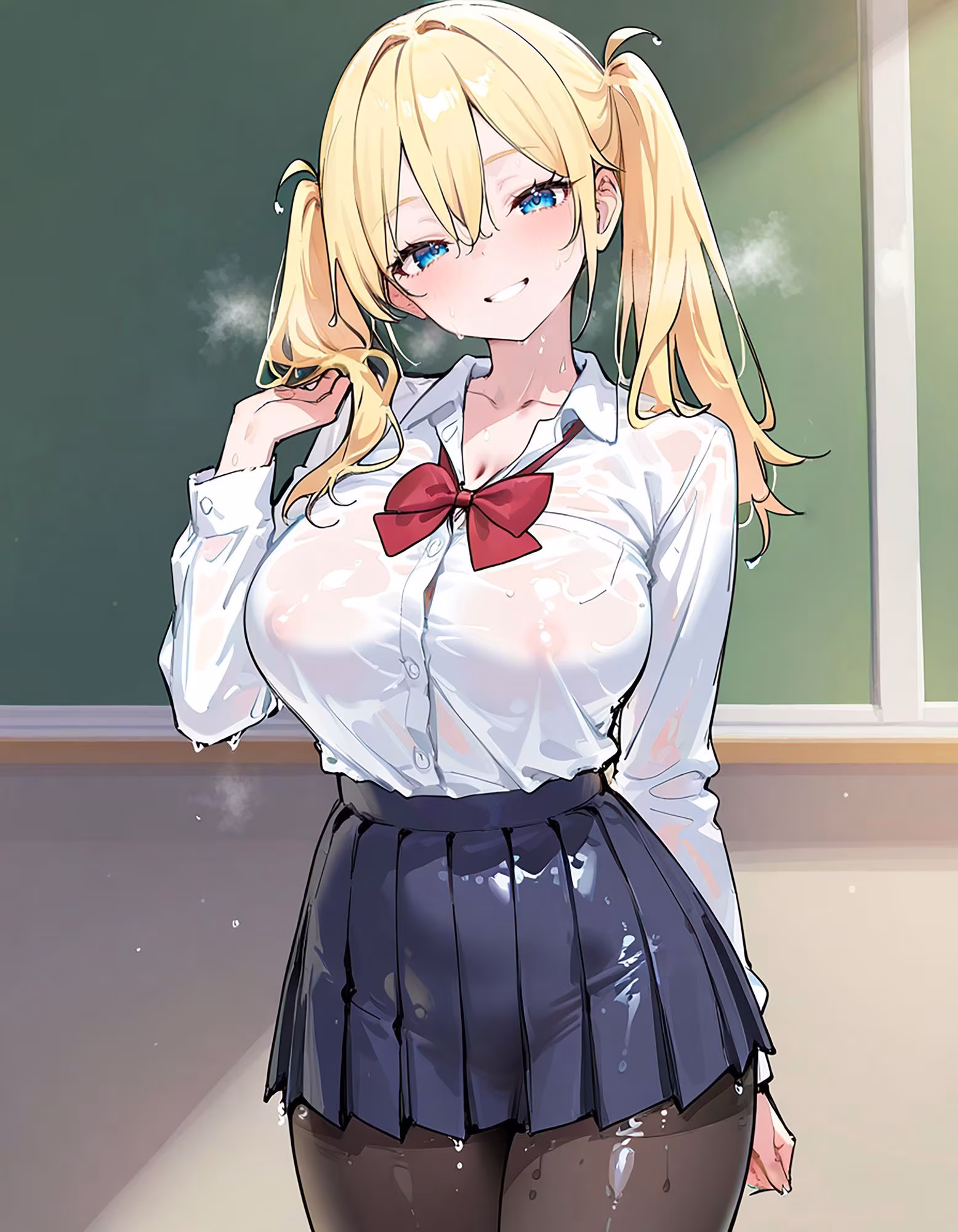 なまいきJ○快楽堕ち！制服黒スト×競泳水着の金髪ツインテギャルをアヘイキするまでわからせたったww