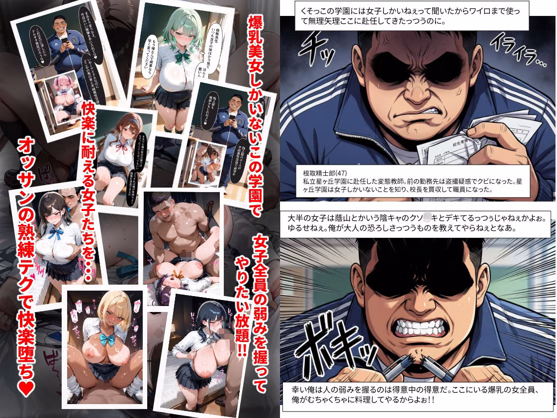 私立星ヶ丘学園 爆乳NTR性活 〜10人の爆乳女子が変態オッサン教師に弱み握られて快楽堕ち中出し〜