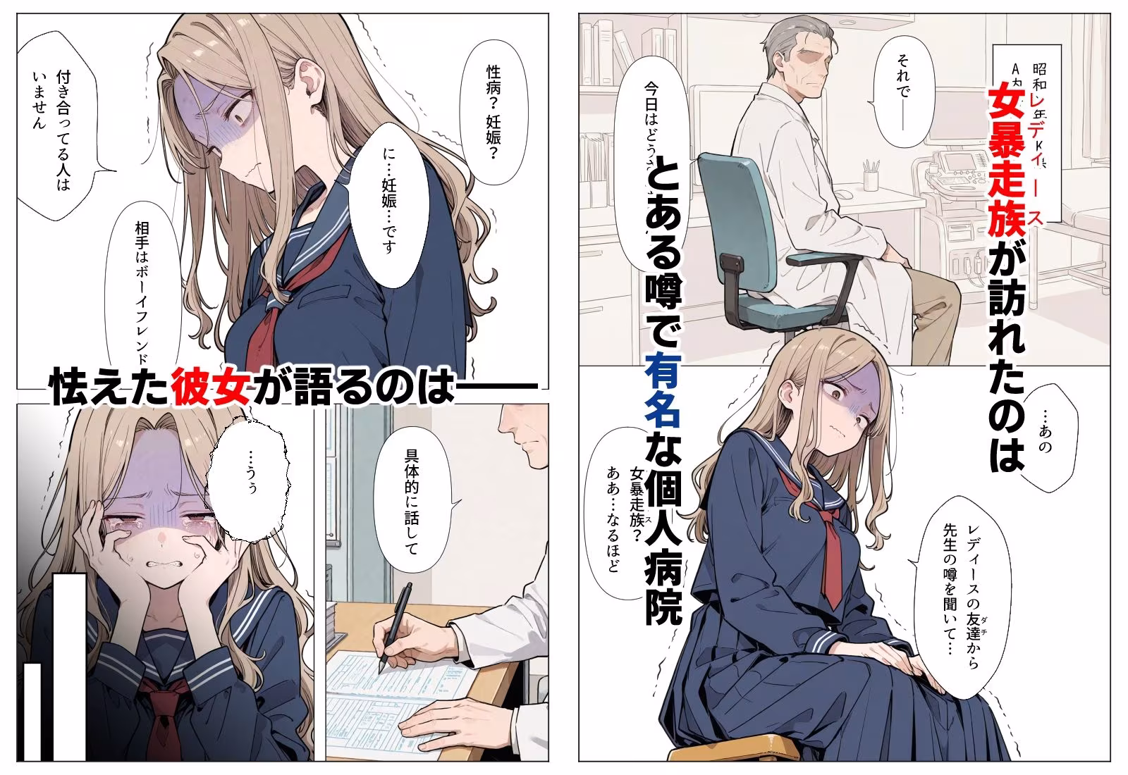 輪●されたあと、医者に追姦される女暴走族