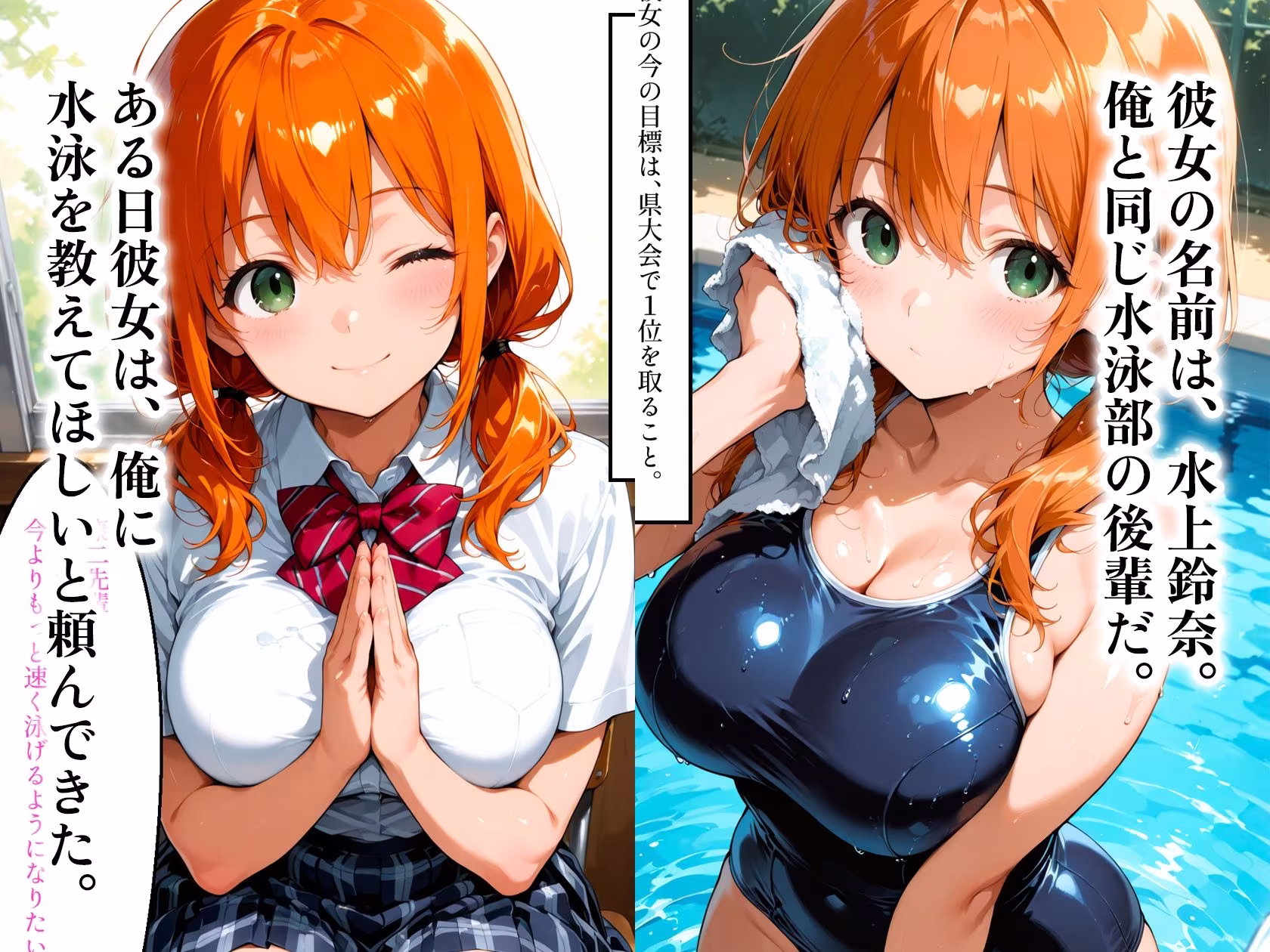 【セリフ付き】スク水女子校生快楽堕ちー先輩に秘密の性指導で開発される