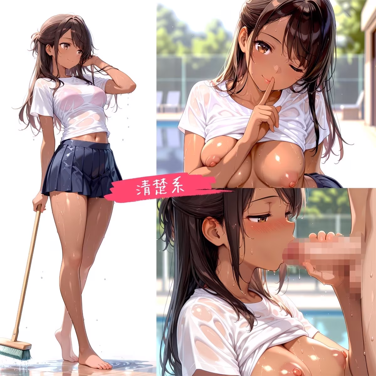 プール清掃する水泳部とハメまくる！