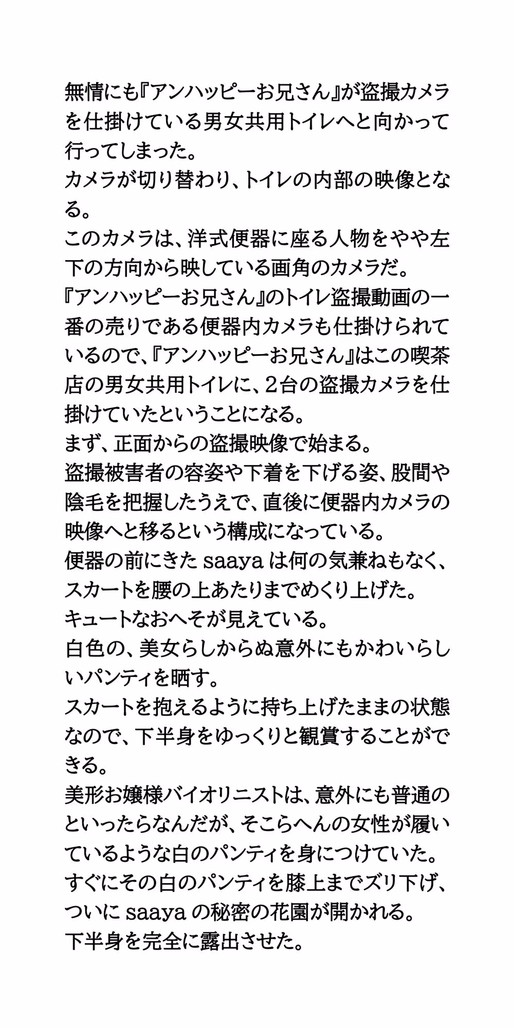 【身近に潜む現代の闇】実際に起こった盗撮事件簿（2）。美人バイオリニスト、トイレ盗撮事件