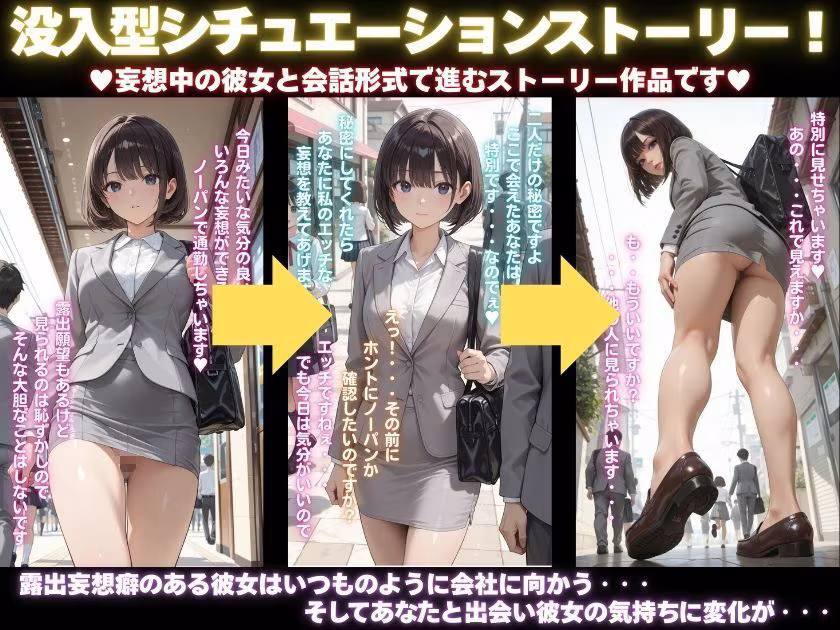 露出妄想はとめられない…クミの妄想1〜路地裏通勤編〜