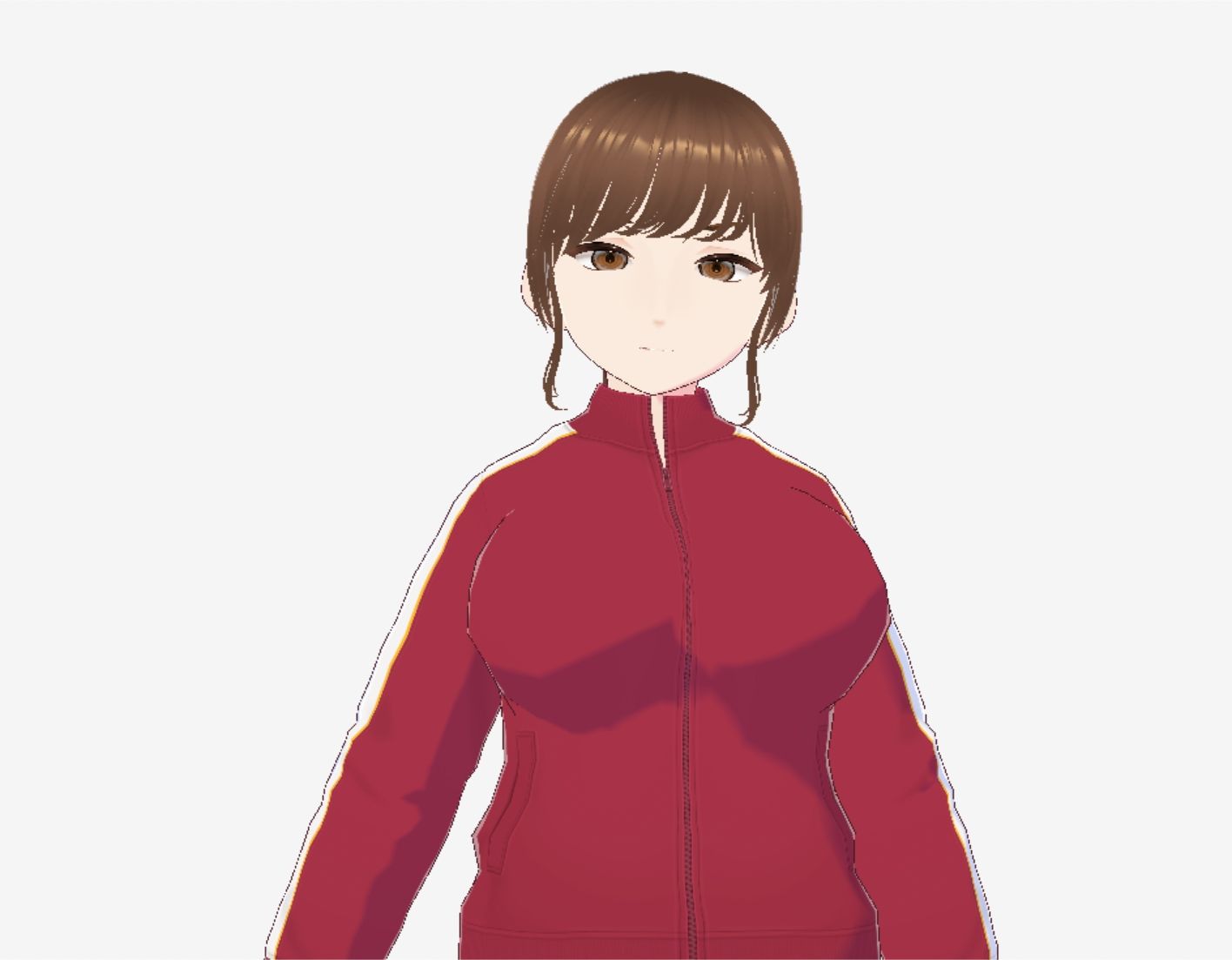 赤ジャージでポニーテールの巨乳美女（セリフなし  3DCGモデル  イラスト集）