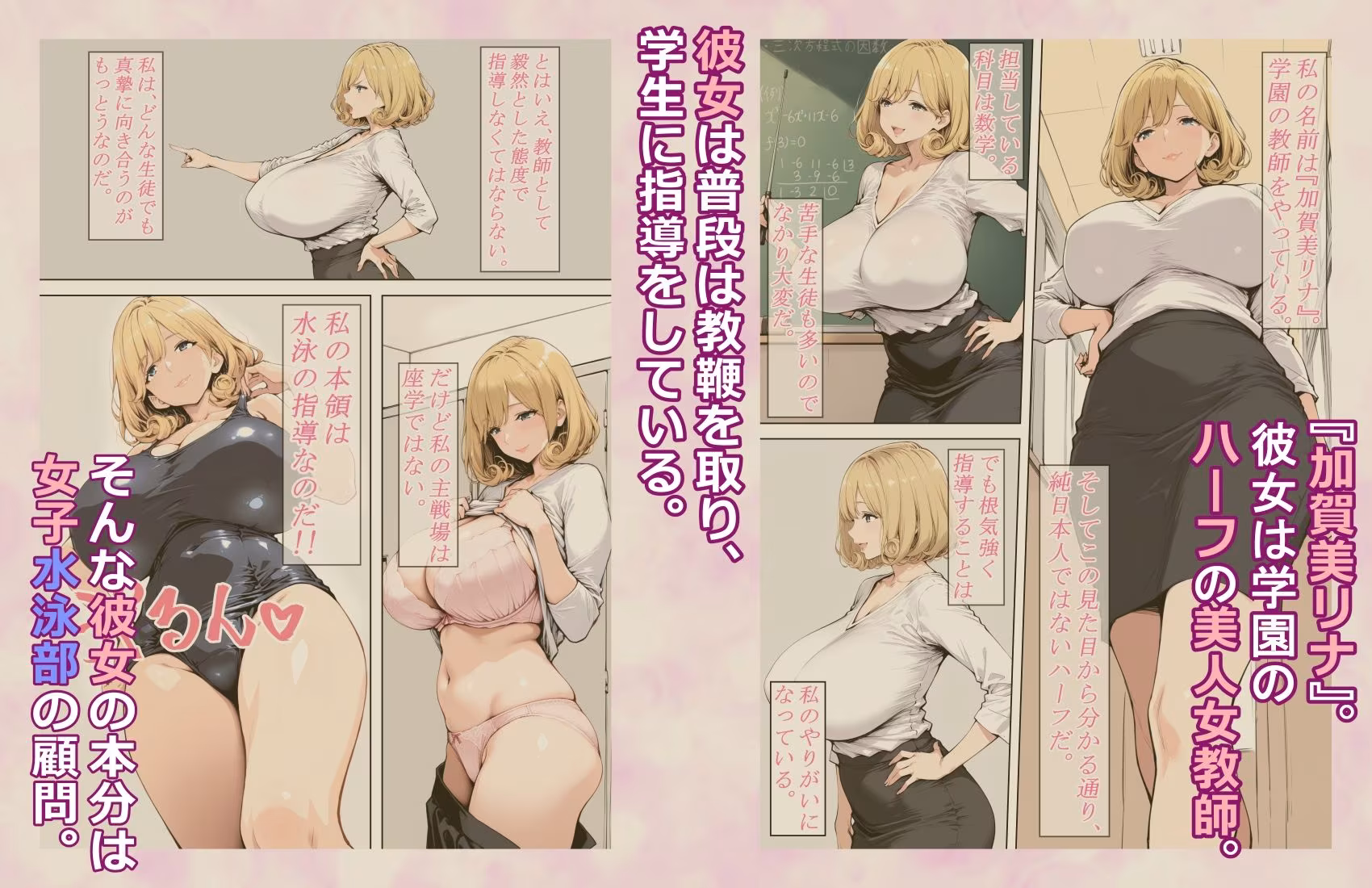 美人巨乳水泳教師に憑依したのでオナニーして教え子とレズセする！！