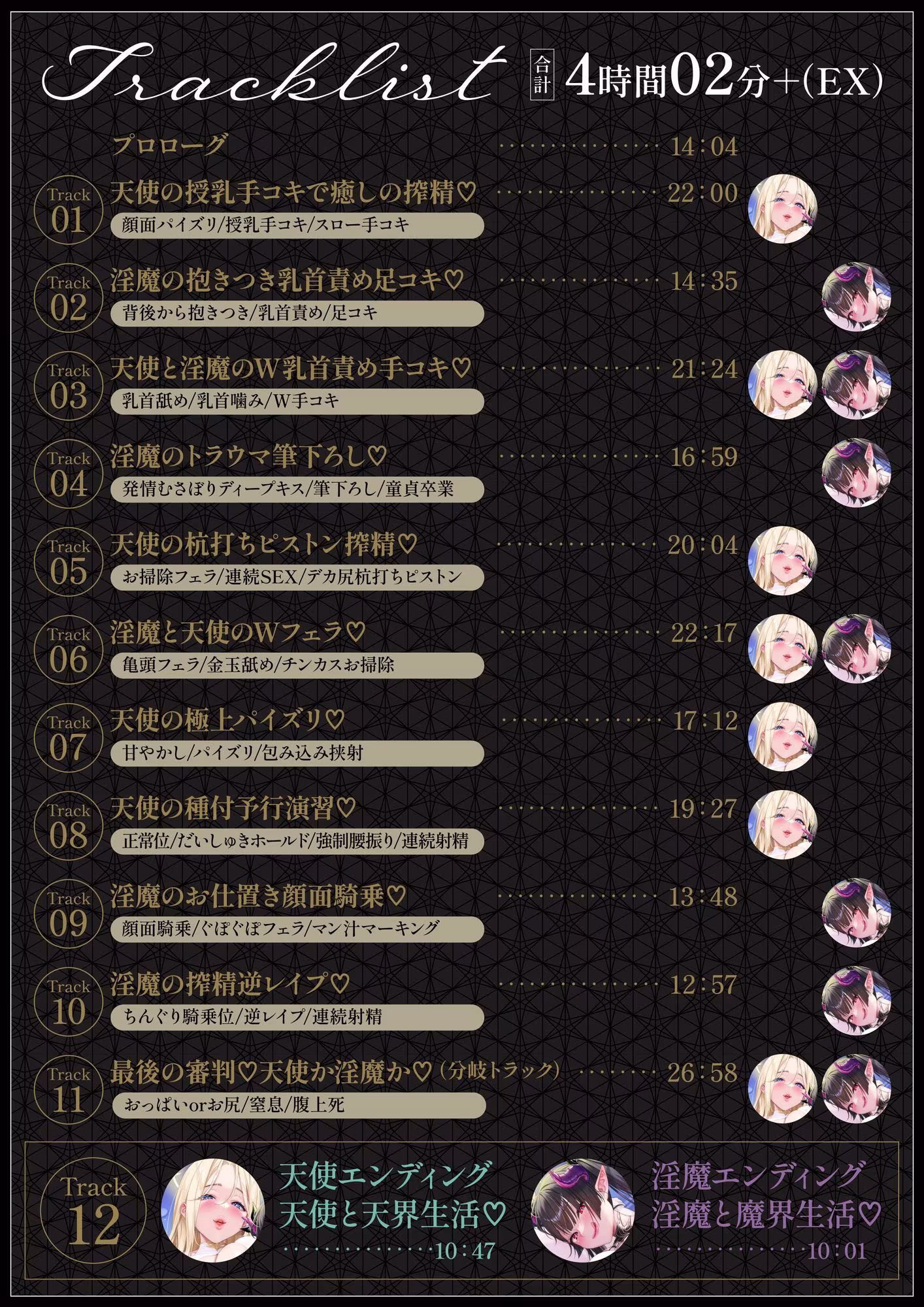 【総再生時間5時間56分】【4時間＋オナサポ1時間54分】【3周年】天使と淫魔の搾精遊戯