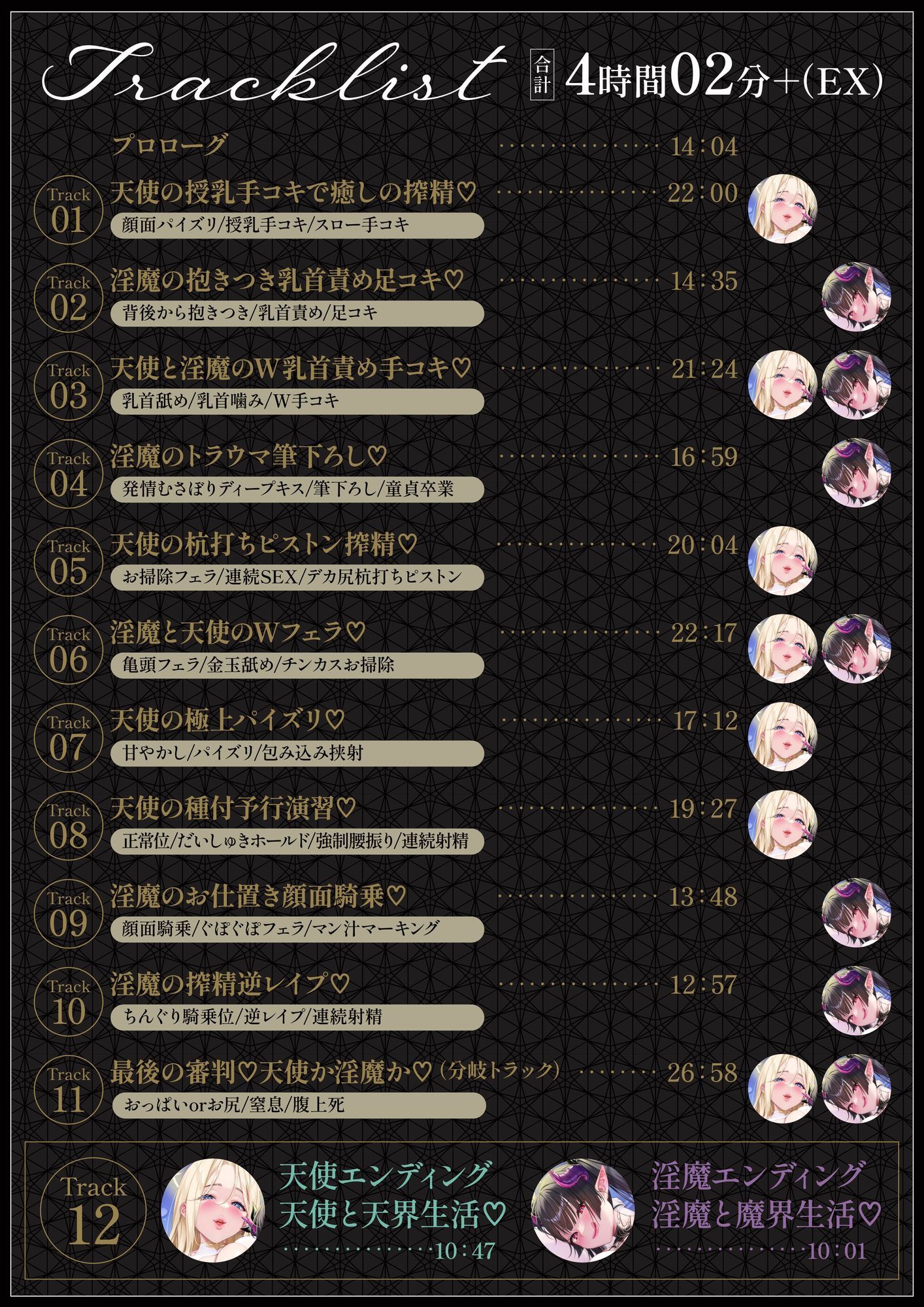 【総再生時間5時間56分】【4時間＋オナサポ1時間54分】【3周年】天使と淫魔の搾精遊戯