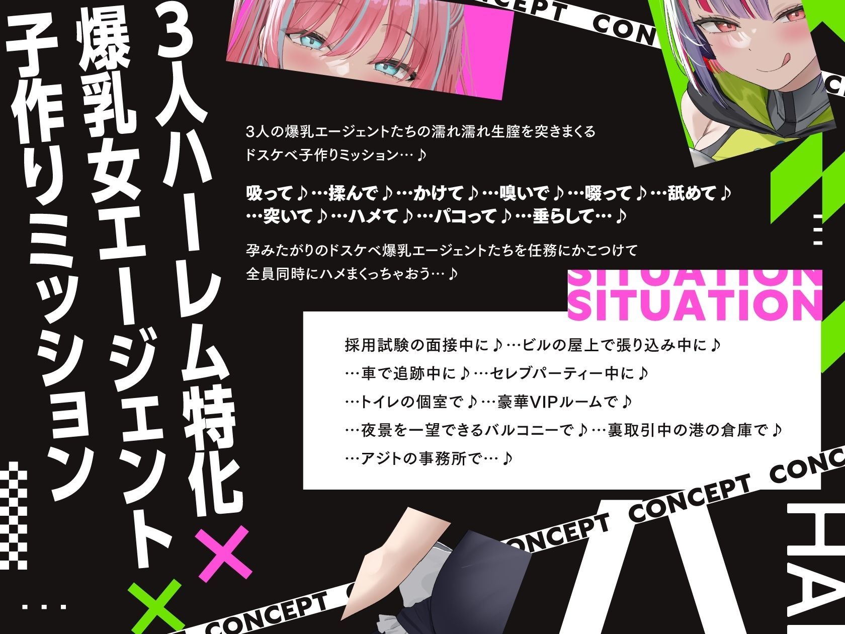 【5時間×3人ハーレム×なんでも屋】〜ハメ屋！〜新米エージェントのボクと…ドスケベ爆乳女ボス＆ハッカー＆メイド×3による…秘密の子作りハメミッション♪