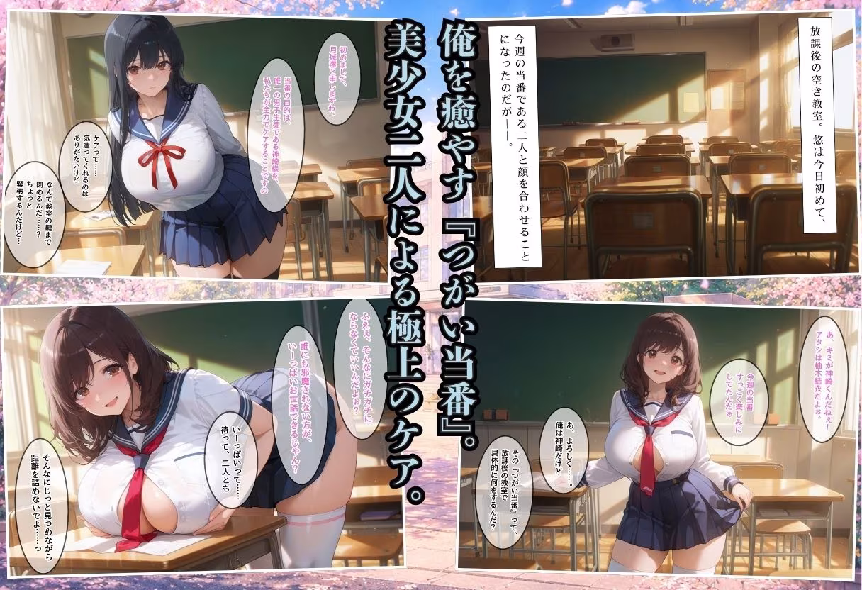 お嬢様校が共学化！唯一の男子が女子たちに中出しする話〜ゆるふわ巨乳と黒髪お嬢様に中出し編〜
