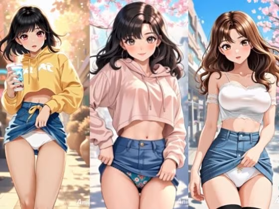 【アニメ3分58秒】ひたすらミニスカめくって生パンツ！ミニスカートや短パンを着たギャルさん30名以上がパンティーを見せようとしてくれます！白色、青色、桃色、黒色・・・十人十色！大胆な女の子から、ツンデレでほとんど見せてくれない女の子まで！