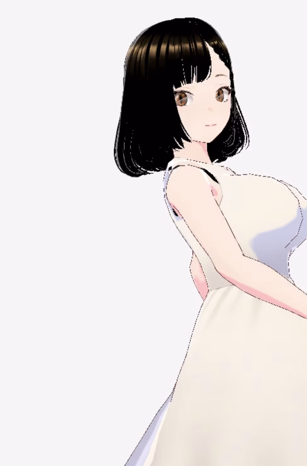 白ワンピースを着たお姉さん（セリフなし  3DCGモデル  イラスト集）