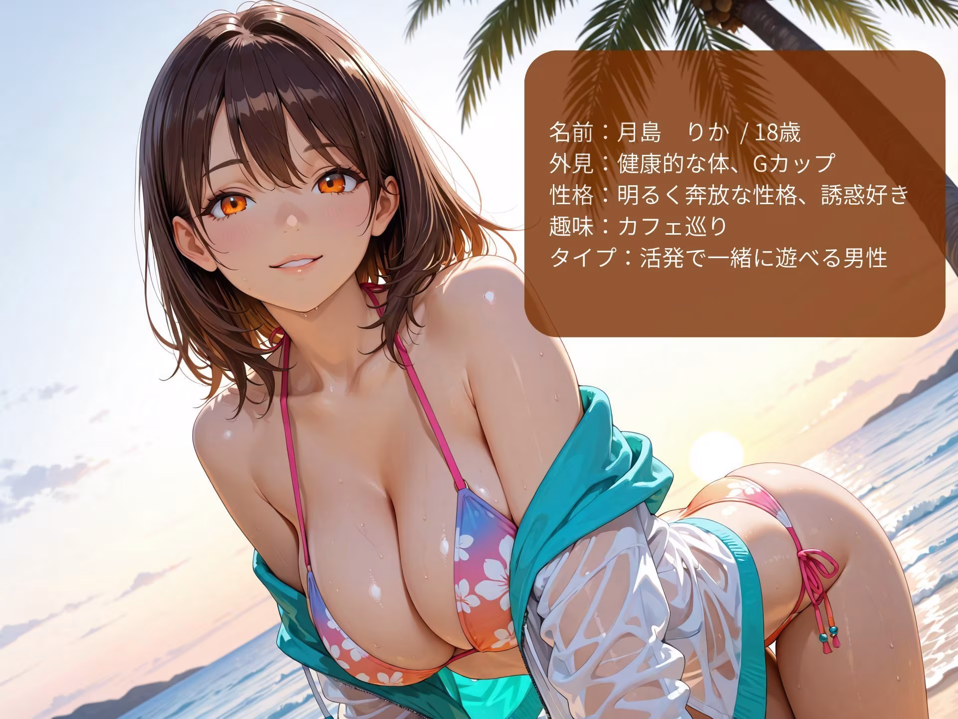 クラスで有名なヤリマン巨乳と南国ビーチで露出セックス！