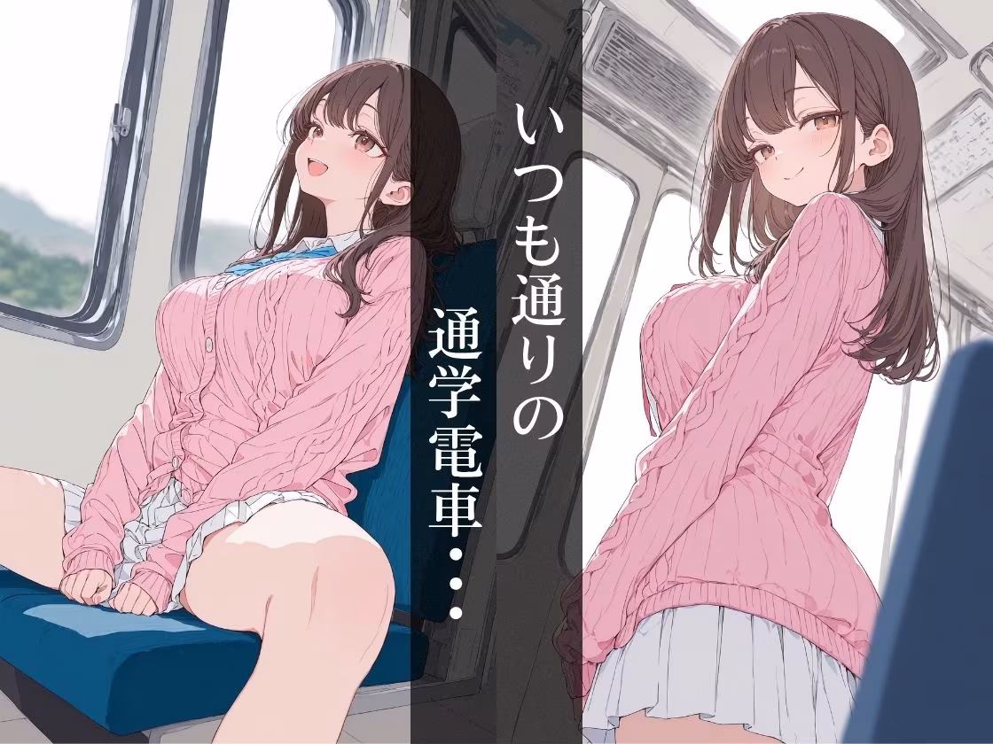ピンクカーディガンの巨乳女子大生。電車で体を弄ばれ、汗と白濁まみれの絶頂種付け