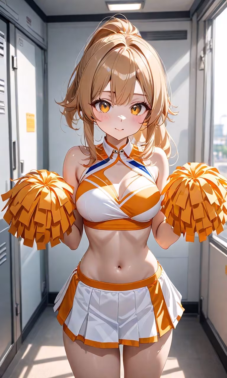 金髪ポニテ美女チアガール