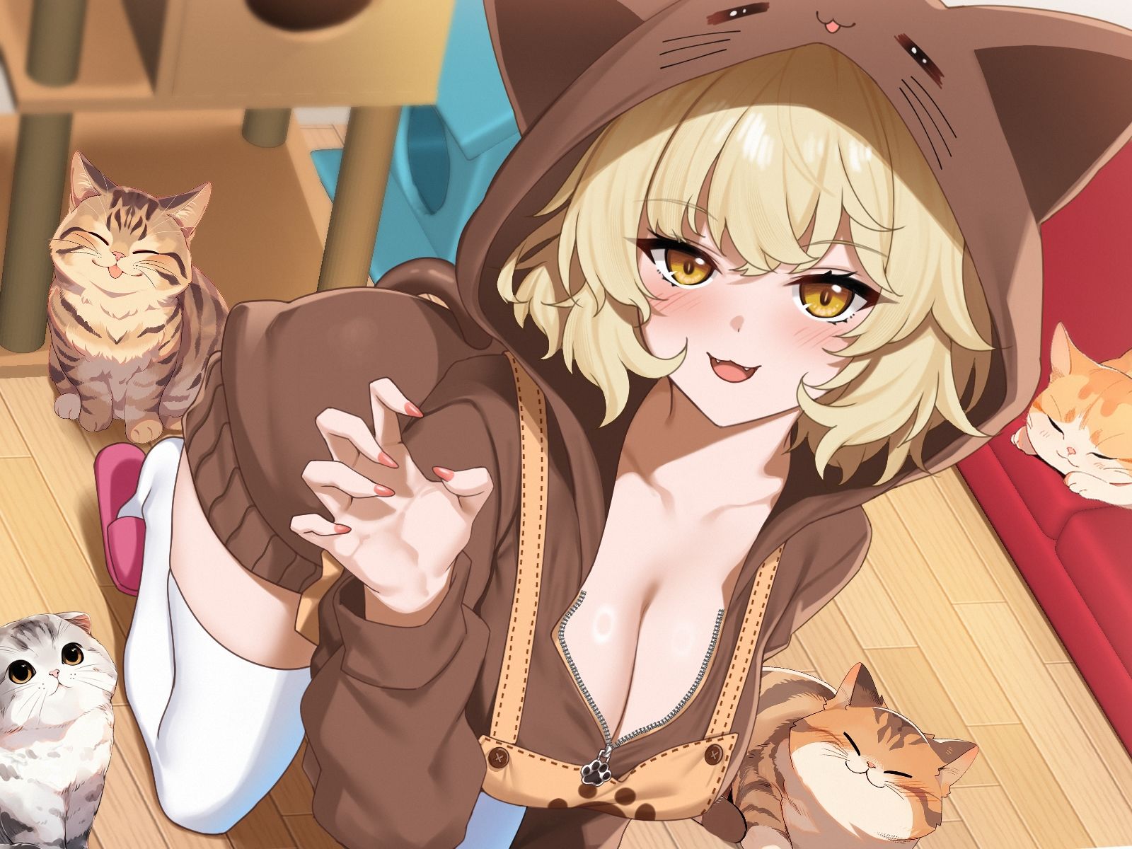 あざと可愛い猫カフェ店員のあまいちゃ中出しおねだり「おちんちんペロペロ気持ちいいかにゃ〜？（はーと）」