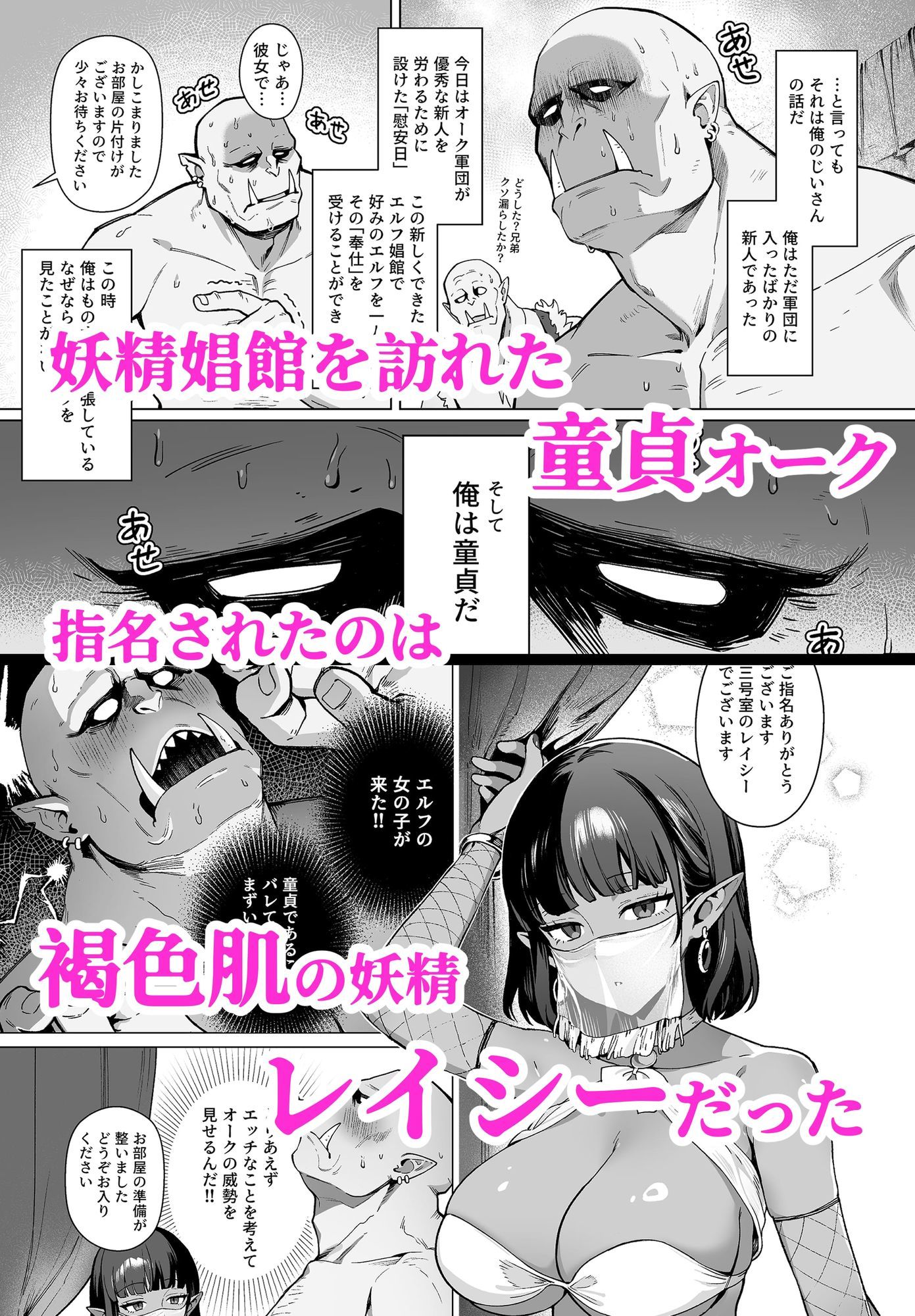 妖精娼館 3号室レイシー 〜褐色肌エルフを指名した童貞オーク〜