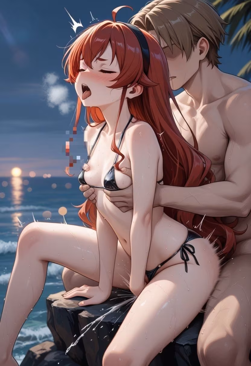 エ◯ス、ギ◯ーヌが際どい水着姿でビーチでセックスする【CG204枚】